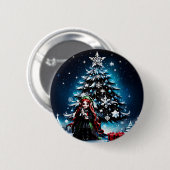 Weihnachtself mit Kitten. Button (Vorne & Hinten)