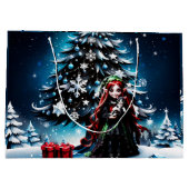 Weihnachtself mit Kitten. Große Geschenktüte (Rückseite)