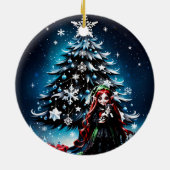 Weihnachtself mit Kitten. Keramik Ornament (Hinten)