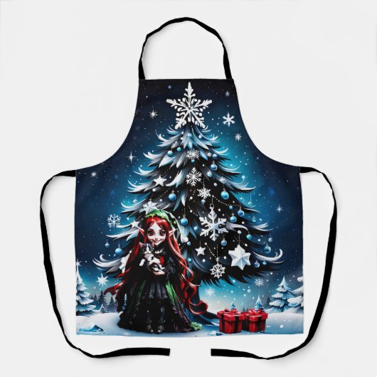 Weihnachtself mit Kitten. Schürze (Vorderseite)