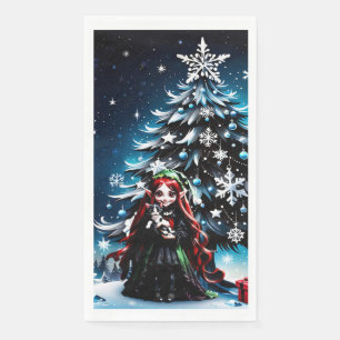 Weihnachtself mit Kitten. Serviette