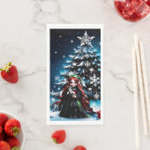 Weihnachtself mit Kitten. Serviette (Beispiel)
