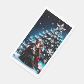 Weihnachtself mit Kitten. Serviette (Ecke)