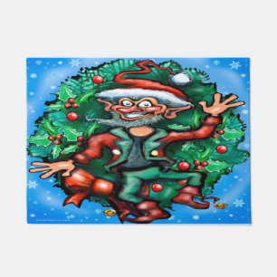 Weihnachtself mit Kraut Fußmatte