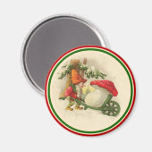 Weihnachtself mit Pilz Magnet (Vorderseite/Rückseite)