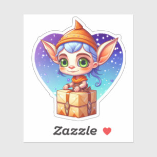 Weihnachtself mit schneebedecktem Hintergrund Aufkleber