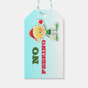 Weihnachtself "No Peeking" Geschenketiketten Geschenkanhänger