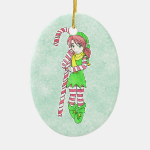 Weihnachtself-Ornament Keramik Ornament