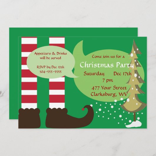 Weihnachtself-Party Einladung (Vorne/Hinten)