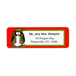 Weihnachtself Penguin-Rücksendeadressen-Aufkleber