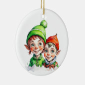 Weihnachtself Personalisiert Keramik Ornament (Rechts)