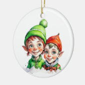 Weihnachtself Personalisiert Keramik Ornament (Links)