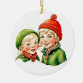 Weihnachtself Personalisiert Keramik Ornament (Vorne)