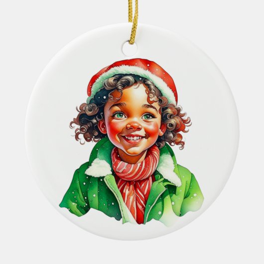 Weihnachtself Personalisiert Keramik Ornament (Vorne)