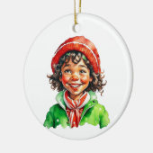 Weihnachtself Personalisiert Keramik Ornament (Links)