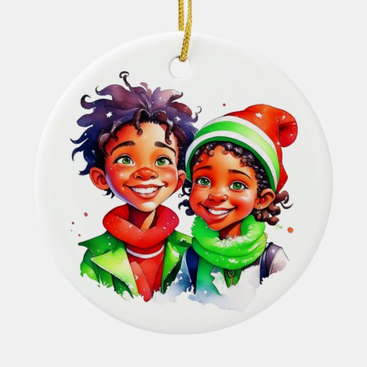 Weihnachtself Personalisiert Keramik Ornament (Vorne)