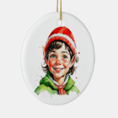 Weihnachtself Personalisiert Keramik Ornament (Rechts)