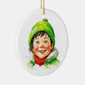 Weihnachtself Personalisiert Keramik Ornament (Rechts)