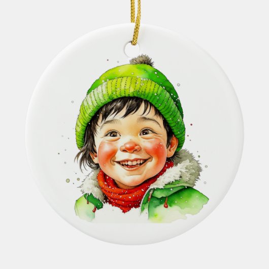 Weihnachtself Personalisiert Keramik Ornament (Vorne)