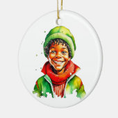 Weihnachtself Personalisiert Keramik Ornament (Links)