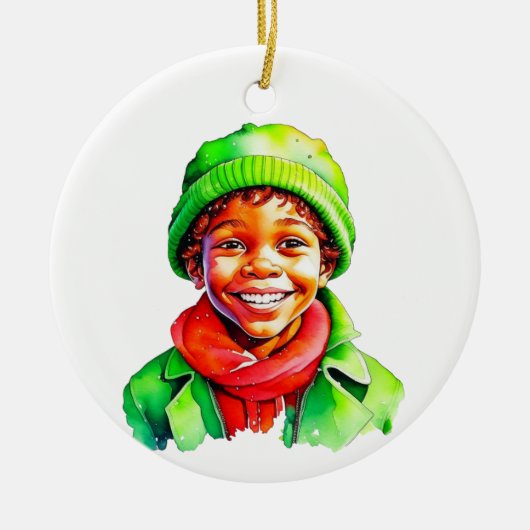 Weihnachtself Personalisiert Keramik Ornament (Vorne)