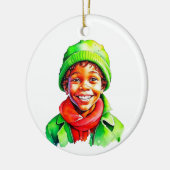 Weihnachtself Personalisiert Keramik Ornament (Links)