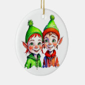 Weihnachtself Personalisiert Keramik Ornament (Rechts)