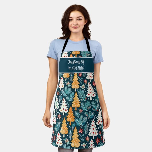 Weihnachtself Personalisiert Schürze (Getragen)