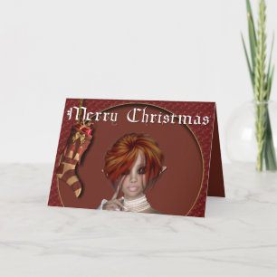 Weihnachtself - Redhead Design 1 - Grußkarte Feiertagskarte