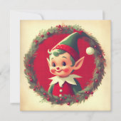 Weihnachtself Retro Xmas Feiertagskarte (Vorderseite)