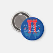 Weihnachtself Rot Blau Schrift Schneeflocke Magnet (Vorderseite/Rückseite)