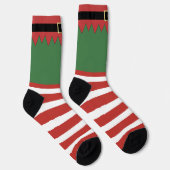 Weihnachtself Rot-Grün-Gestreift Socken (Rechts)