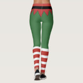 Weihnachtself Rot Streifen Grün Leggings (Rückseite)