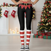 Weihnachtself Rot Streifen schwarz Leggings