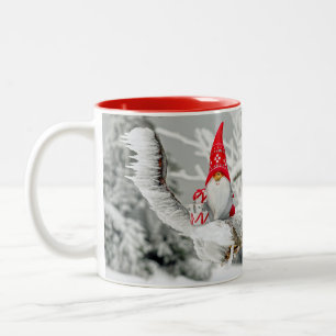 Weihnachtself roter Santa-Hut Schnee Zweifarbige Tasse
