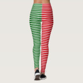 Weihnachtself-rotes und grünes gestreiftes leggings (Rückseite)