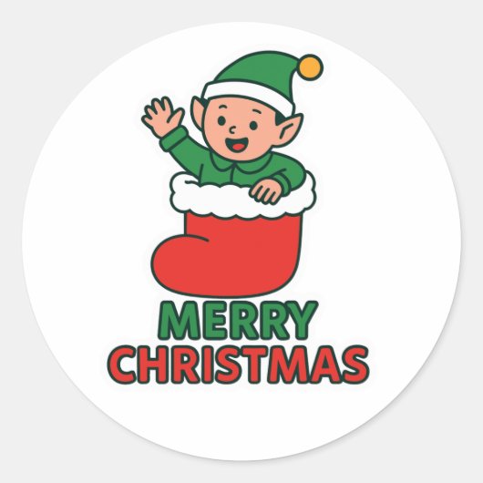 Weihnachtself Runder Aufkleber (Vorderseite)
