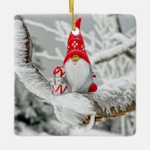 Weihnachtself Schneebaume Keramik Ornament