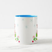 Weihnachtself, Schneeflocken und Weihnachtsbällche Zweifarbige Tasse (Mittel)