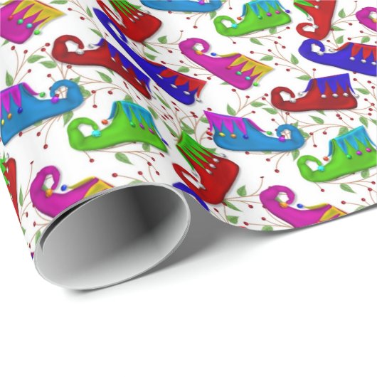 Weihnachtself Schuhe Muster Packpapier (Rolleneckpunkt)