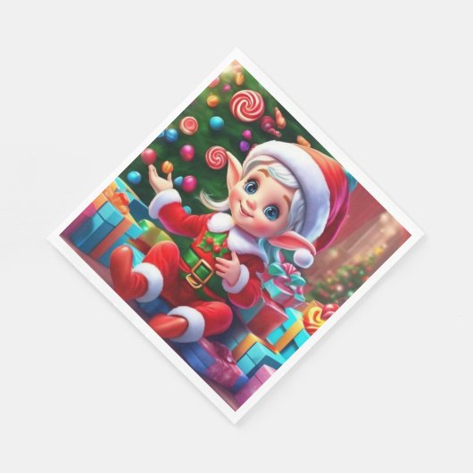 Weihnachtself Serviette (Ecke)