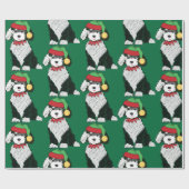 Weihnachtself Sheepadoodle Green Geschenkpapier (Flach)