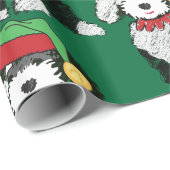 Weihnachtself Sheepadoodle Green Geschenkpapier (Rolleneckpunkt)