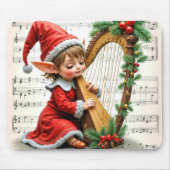 Weihnachtself spielt Harfe Mousepad (Vorne)