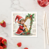 Weihnachtself spielt Harfe Serviette (Beispiel)