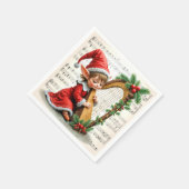 Weihnachtself spielt Harfe Serviette (Ecke)