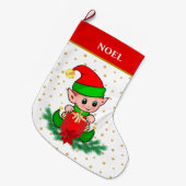 Weihnachtself, Sterne, Poinsettia und Kiefer Großer Weihnachtsstrumpf (Vorderansicht (hängend))