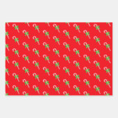 Weihnachtself, Sternmuster und Bonbons auf rot Geschenkpapier Set (Vorderseite 3)