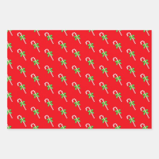 Weihnachtself, Sternmuster und Bonbons auf rot Geschenkpapier Set (Vorderseite 3)