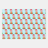 Weihnachtself, Sternmuster und Bonbons auf rot Geschenkpapier Set (Vorderseite)